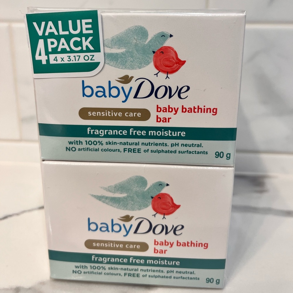 Baby Dove Baby Bathing Bar Fragrance Free Moisture Bathing Soap 90 Gram New 4 Pk
